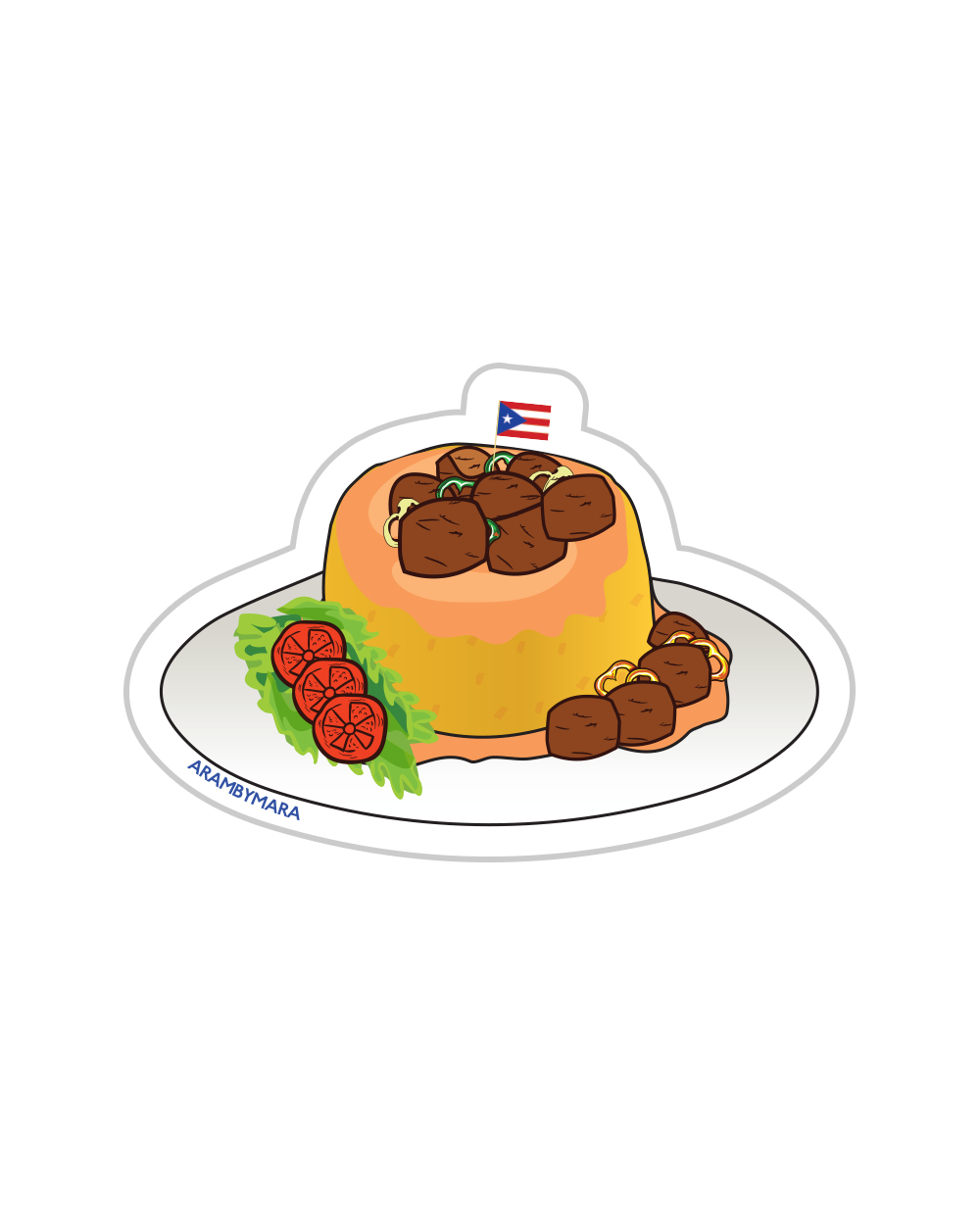 Mofongo con Carne Frita Sticker